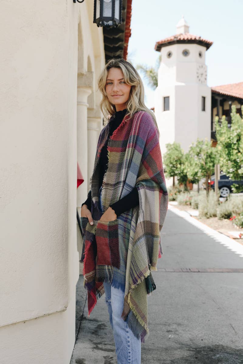 Multicolor Plaid Pocket Ruana - All Time Fall Favorite π
