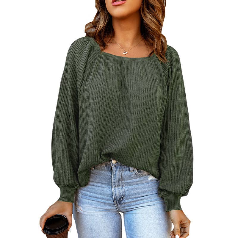 A Baggy Neckline Casual Knit Top