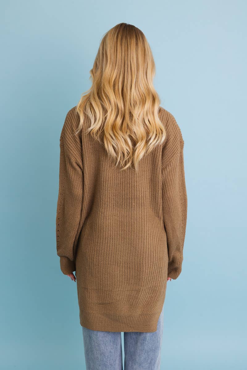 Cozy Open-Front Waffle Knit Long Cardigan - Winter Staple ⛄