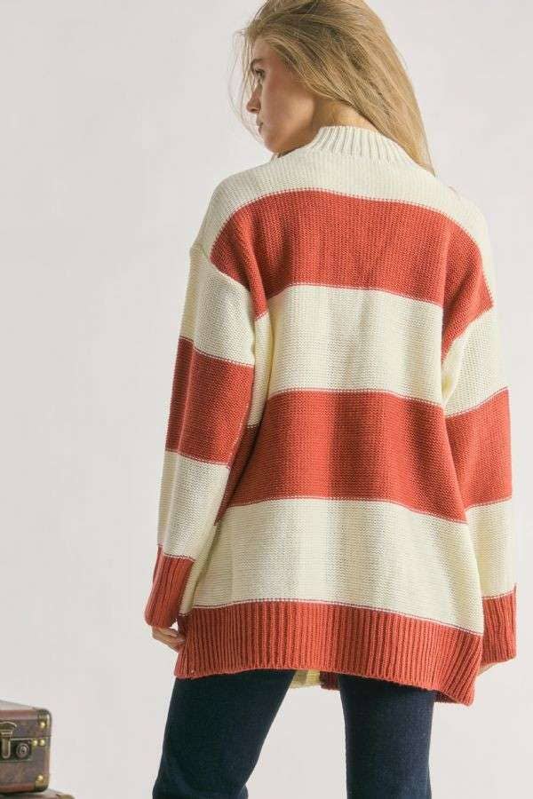 PLUS STRIPE BUTTON DOWN CARDIGAN - Oversize