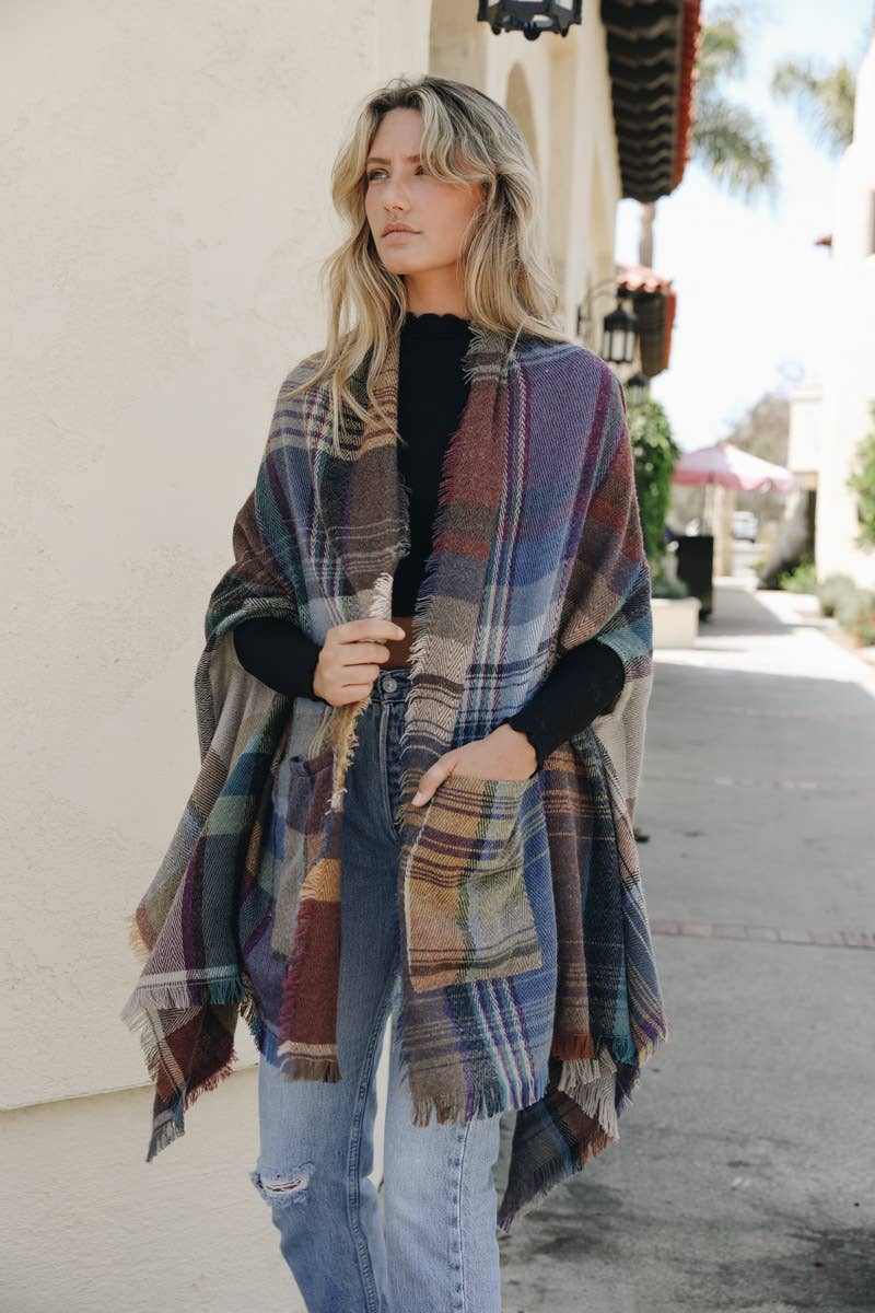 Multicolor Plaid Pocket Ruana - All Time Fall Favorite π
