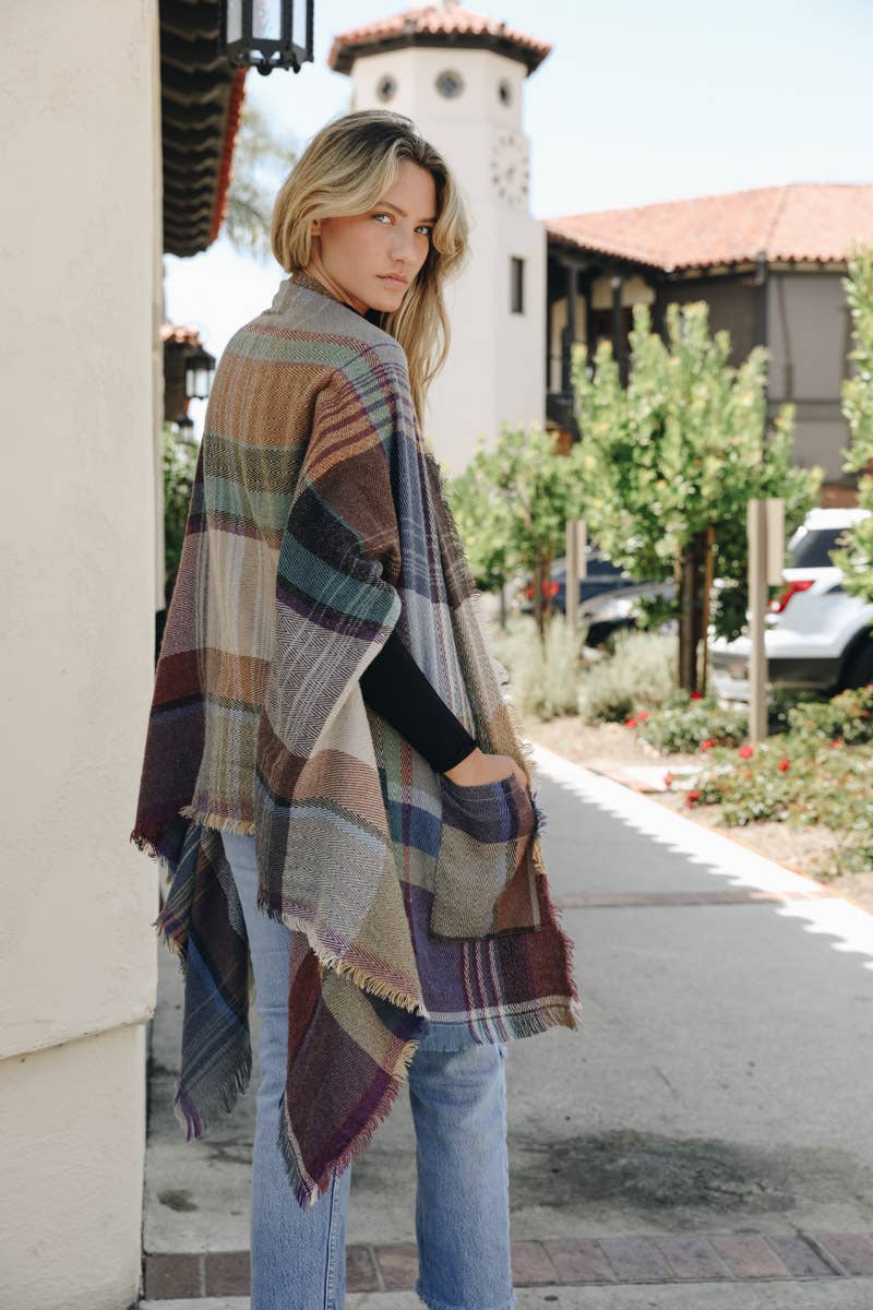 Multicolor Plaid Pocket Ruana - All Time Fall Favorite π