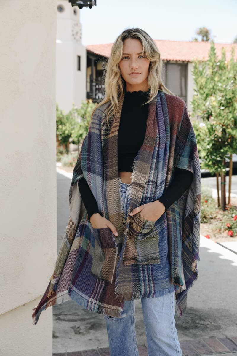 Multicolor Plaid Pocket Ruana - All Time Fall Favorite π