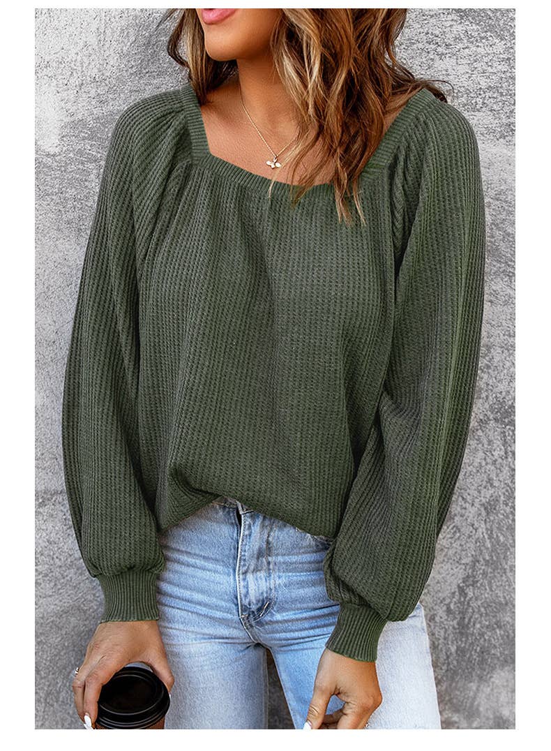 A Baggy Neckline Casual Knit Top