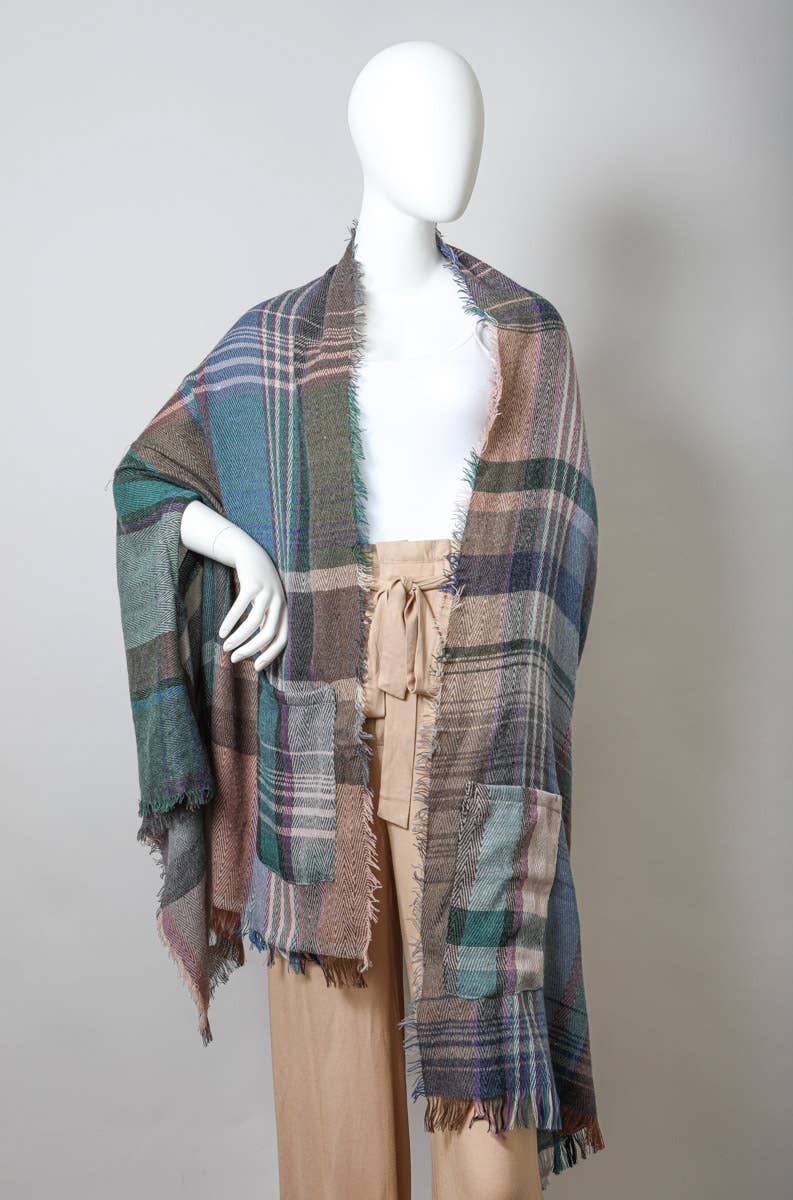 Multicolor Plaid Pocket Ruana - All Time Fall Favorite 🍁