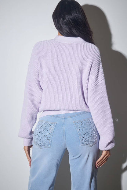 Rhinestone Button Knit Cardigan
