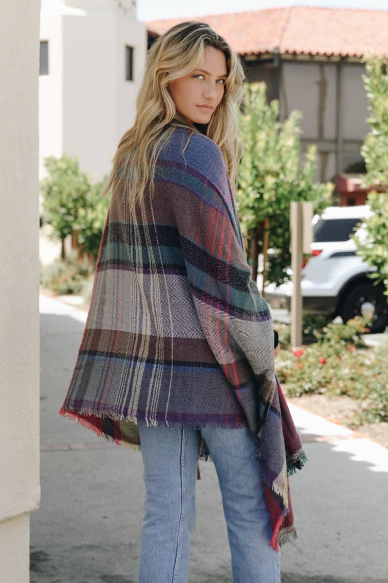 Multicolor Plaid Pocket Ruana - All Time Fall Favorite 🍁