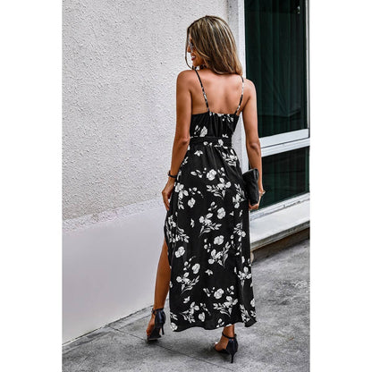 Floral Wrap Knot Side Cami Fit Dress